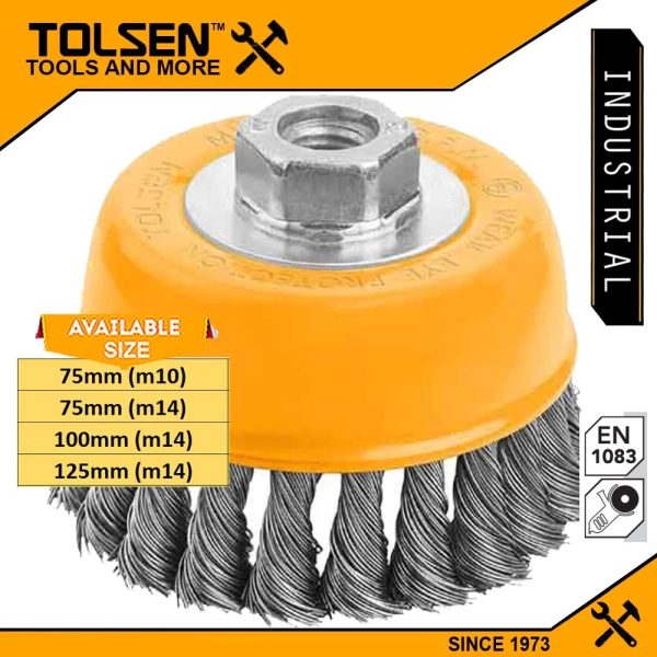 Cepillo Copa Amoladora Trenzado Industr. 125mm Tolsen 77510 - Imagen 2