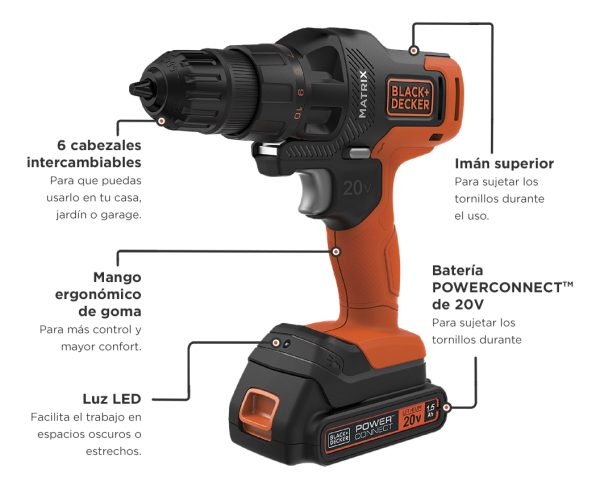 Set De Herramientas Black + Decker 6 En 1 Matrix 20v Litio - Imagen 4