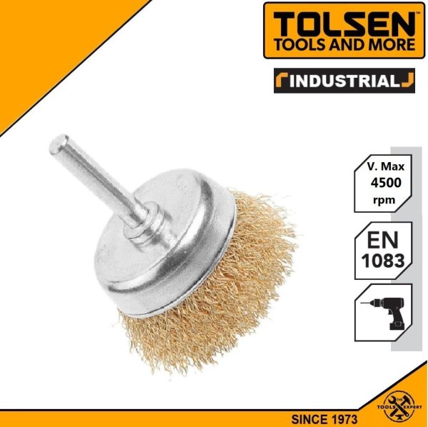 Cepillo Copa Taladro Industrial Bronceado 75mm Tolsen 77550 - Imagen 2