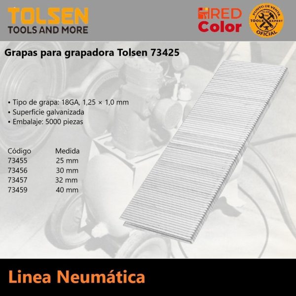 Caja Grapas P/ Engrapadora Neumática Tolsen Ga18 X 40 Mm - Imagen 2
