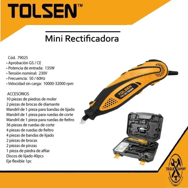 Minitorno Tolsen Pro + 108 Accesorios + Flexible 79555 - Imagen 2