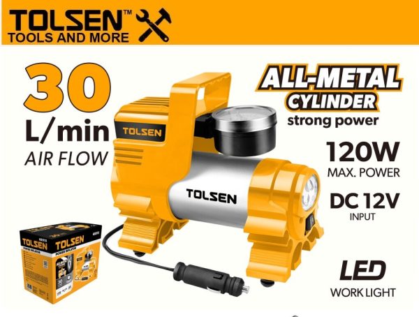 Compresor Auto 12 Volt C/linterna Tolsen 65515 30 L/m - Imagen 2
