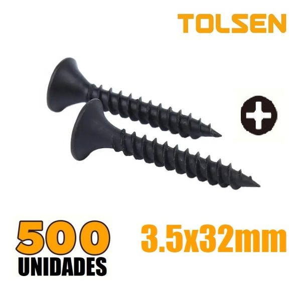 Tornillo T2 Para Yeso 3.25x32mm Por 500 Unid. Tolsen 54053 - Imagen 2