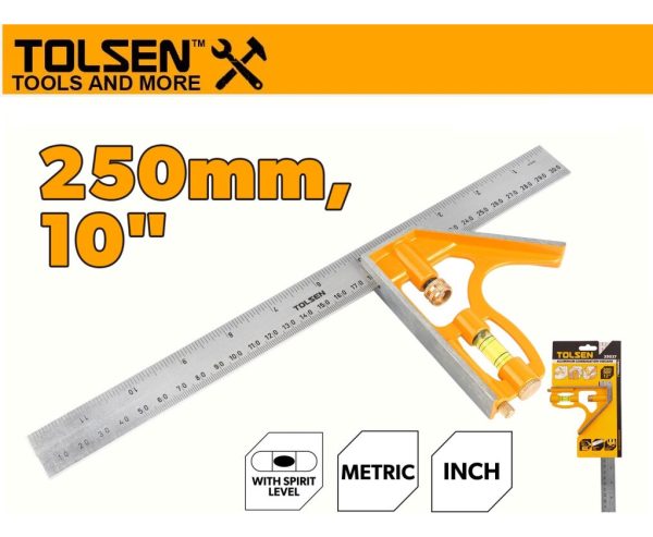 Escuadra Combinada 300 Mm Tolsen Acero/aluminio 35037 - Imagen 2