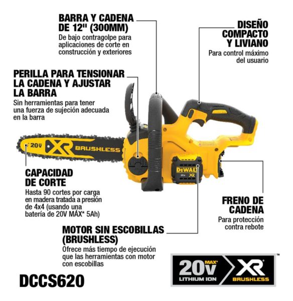 Motosierra Inalambrica Dewalt 20v Xr 12 S/bat S/carg - Imagen 3