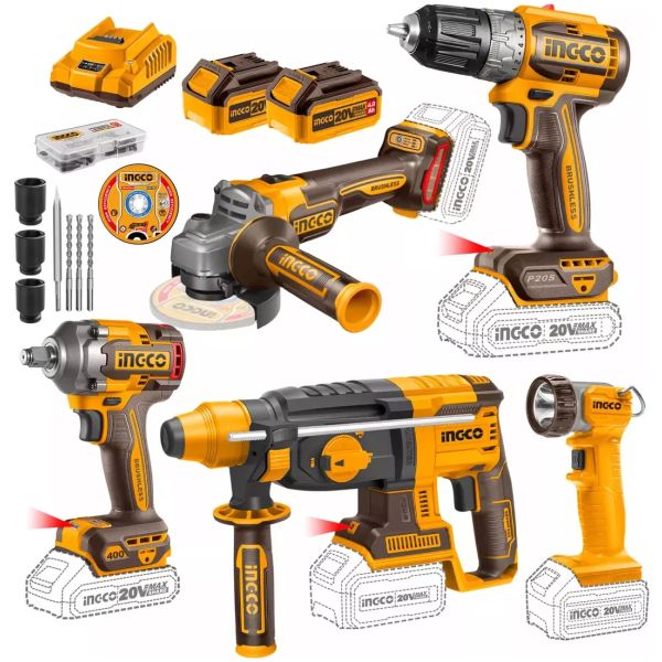 Taladro + Llave De Impacto + Amoladora + Rotomartillo Ingco