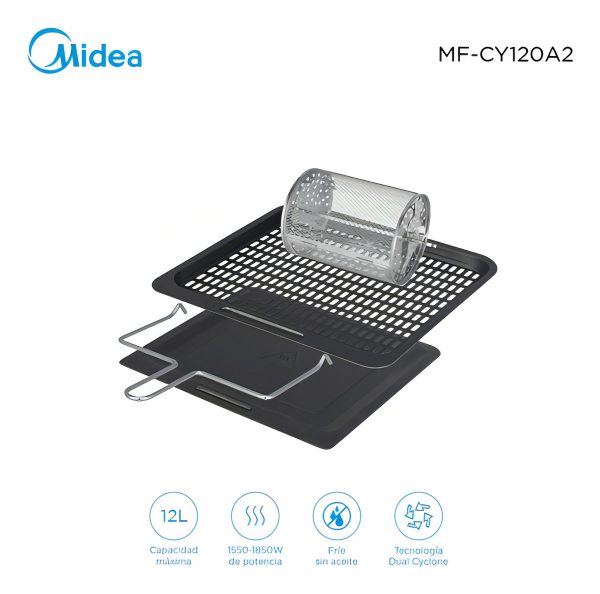 Freidora Sin Aceite Airfryer Midea Mf-cy120a2 12 Litros Colo - Imagen 3