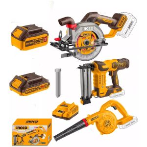 Kit Sierra Circular + Clavadora + Sopladora 20v Ingco Cosli