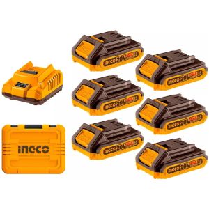 Set X 6 Baterias 2.0ah + Cargador En Valija Ingco