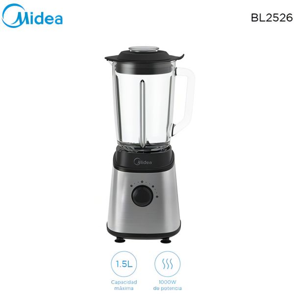 Licuadora Midea Bl2526 Acero Inox Jarra De Cristal De 1.5l