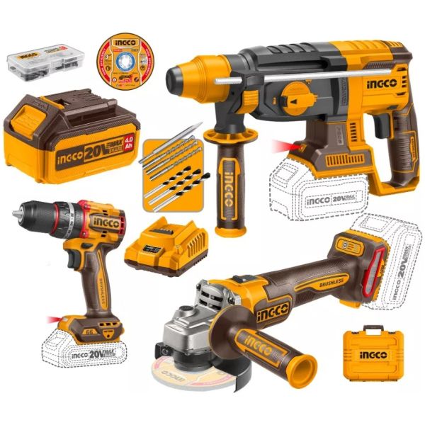 Kit Taladro + Amoladora + Rotomartillo Ingco Cosli241198