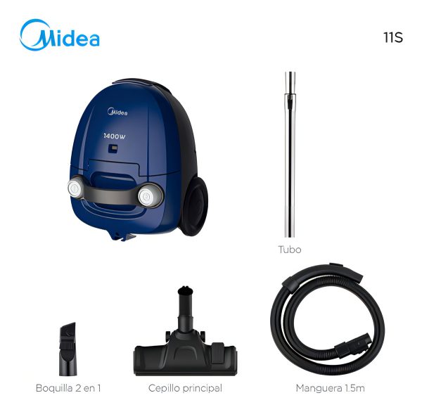 Aspiradora Midea Canister Con Bolsa 1400w 1lts Dimm Color Az - Imagen 7