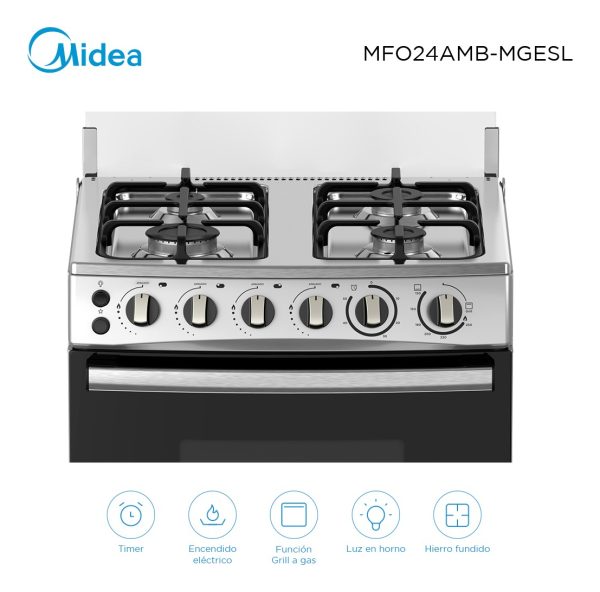 Cocina A Gas Con Grill Midea Mfo24ambmges Color Gris - Imagen 4
