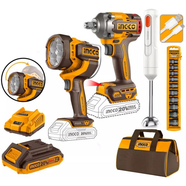 Kit Llave Impacto + Linterna + Mixer Ingco Cosli240961