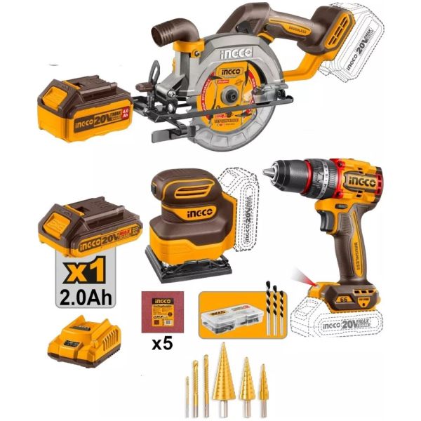Combo A Batería 20v:sierra+taladro+lijadora Cosli241193