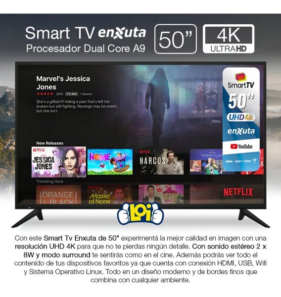 Smart Tv Enxuta 50' Ultrahd 4k Wifi Netflix Youtube - Imagen 5