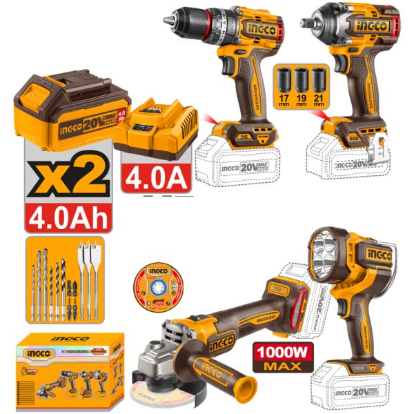 Kit 4 Herramientas A Batería 20v P20s Con Bolso Y Accesorios