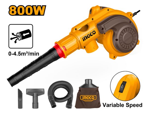 Sopladora Aspiradora 800w 220v Con Accesorios Ingco Ab8038 - Imagen 2