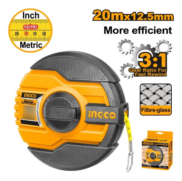 Cinta Metrica Agrimensor 12.5mm X 20m Hfmt8320 Ingco - Imagen 2