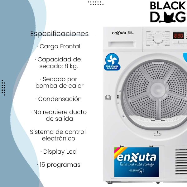Secarropa Enxuta 8 Kg Bomba De Calor Senx980bc - Imagen 2