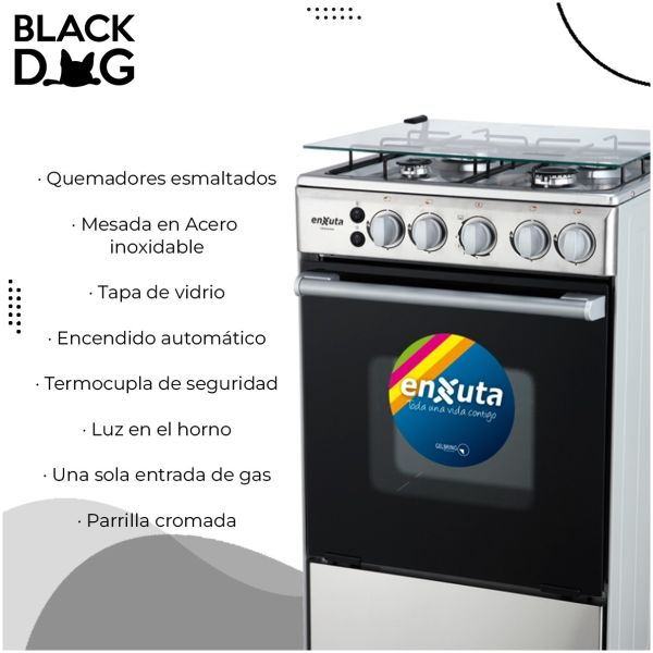 Cocina A Gas Enxuta Inox Cenx9504i Termocupla Seguridad Colo - Imagen 3