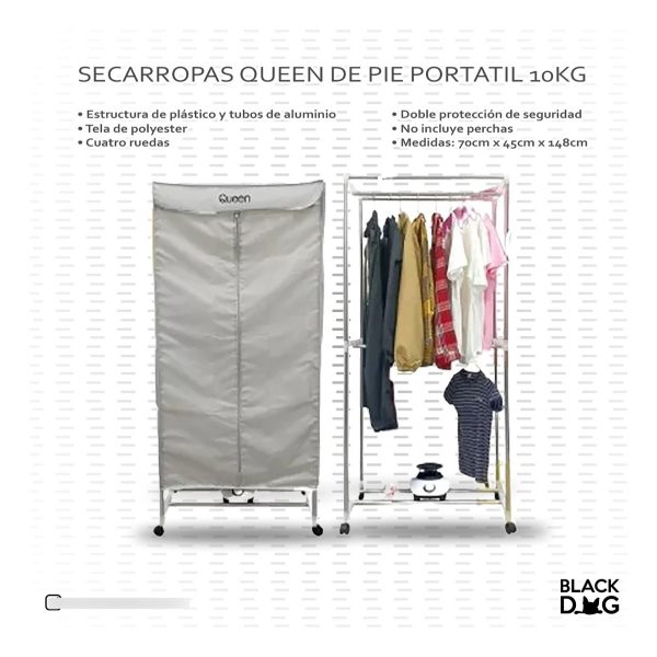 Secarropas De Pie Portátil De 10 Kg Color Beige - Imagen 2