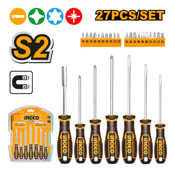 Set 27 Destornilladores Ergonomico + Puntas Ingco - Imagen 2