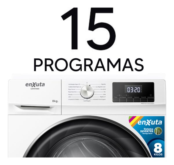 Lavarropa Enxuta 8kg Blanco Inverter Lenx1685 1400rpm - Imagen 4
