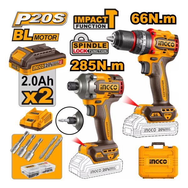 Impacto + Taladro Atornillador Percutor 66nm Ckli20277 Ingco - Imagen 3
