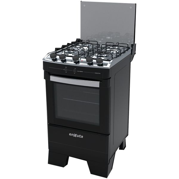 Cocina Enxuta Supergas 4 Hornallas Negra Con Horno Eléctrico