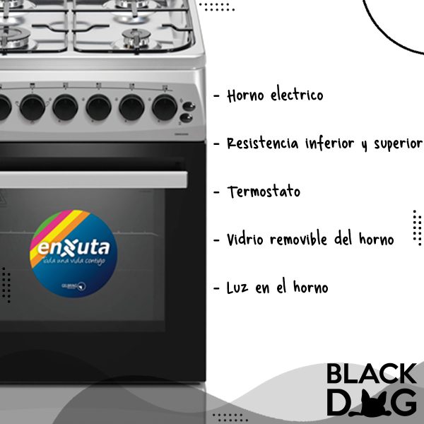 Cocina Enxuta Cenx5544i 4 Hornallas Puerta Con Visor Color I - Imagen 2