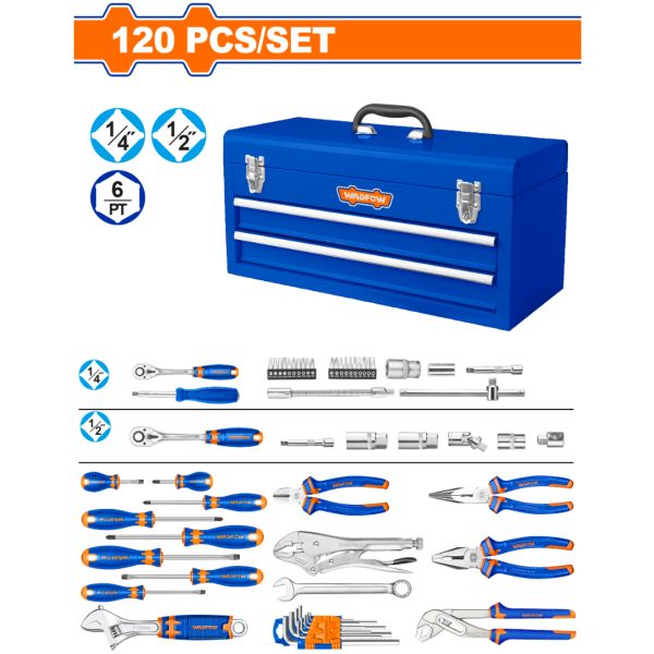 Caja 120 Herramientas Metal 3 Estantes 520mm Wadofw Whs3120 - Imagen 2