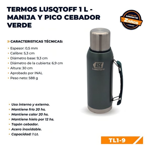 Termo 1 Litro Acero Inoxidable Lusqtoff Frio Y Calor - Imagen 14
