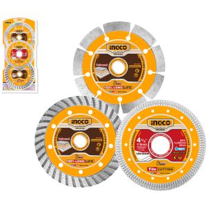 Set X 3 Discos 115mm 4 1/2 Ceramica Multiuso Ingco Dmd063115