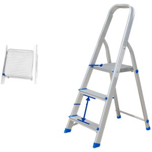 Escalera Familiar Aluminio 3 Escalones Color Inox