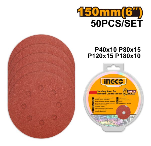Set X50 Lijas 6 150mm Para Rotorbital Grano 40 Al 180 - Imagen 2