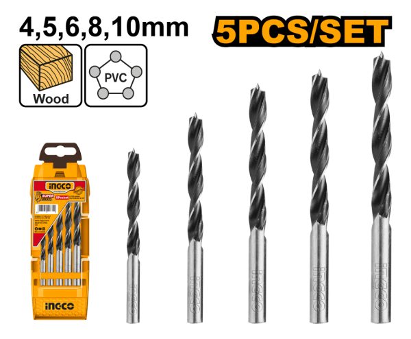 Set 5 Mechas Para Madera Ingco Akd5058 - Imagen 2