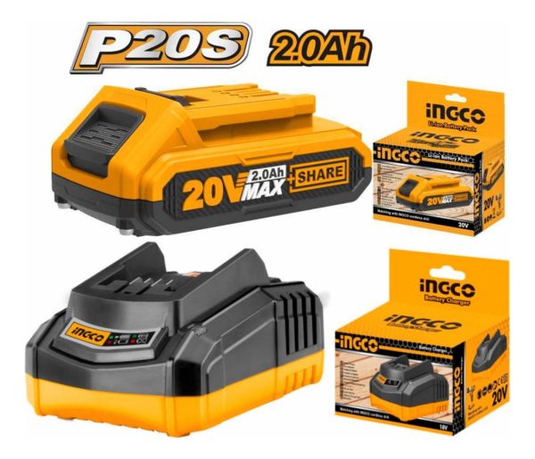 Kit Cargador 20v Y Bateria 20v 2.0ah Ingco P20s - Imagen 2