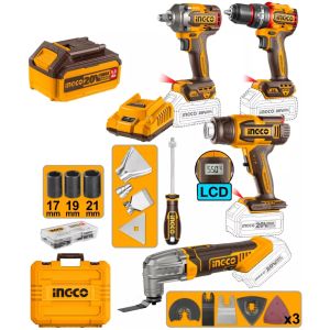 Kit Llave De Impacto 20v +taladro Percutor +multi Pist Calor