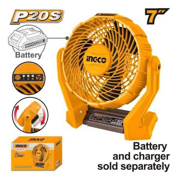 Ventilador A Bateria 7 20v Sin Bat Sin Carg Ingco Cfali2007 - Imagen 2