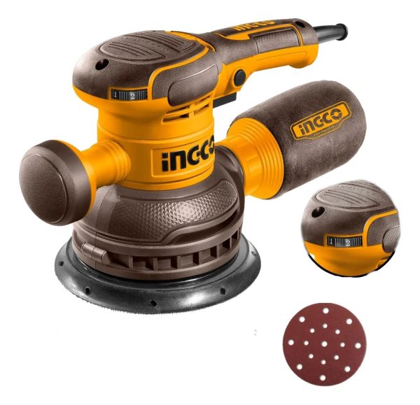 Lijadora Roto Orbital Ingco 150mm 450w 5 Lijas Herramientas - Imagen 3