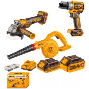 Kit Amoladora Taladro Sopladora Ingco 20v Cosli241192