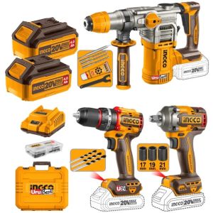 Rotomartillo + Llave De Impacto + Taladro 20v Ingco Ckli2063