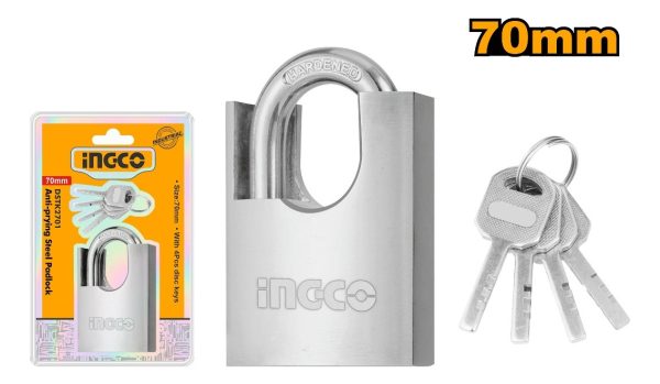 Candado De Acero 70mm Anti Palanca Ingco Dstk2701 - Imagen 2
