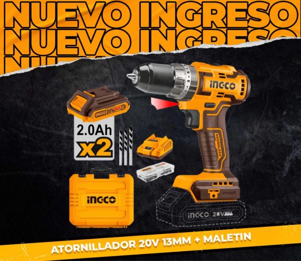Taladro Atornillador A Batería 20v 13mm (bl Y 70nm) Ingco Ub - Imagen 4