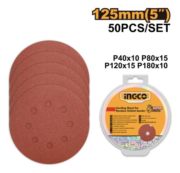 50 Lijas 5 125mm Para Rotorbital G40 80 120 180 Akrs Ingco - Imagen 2