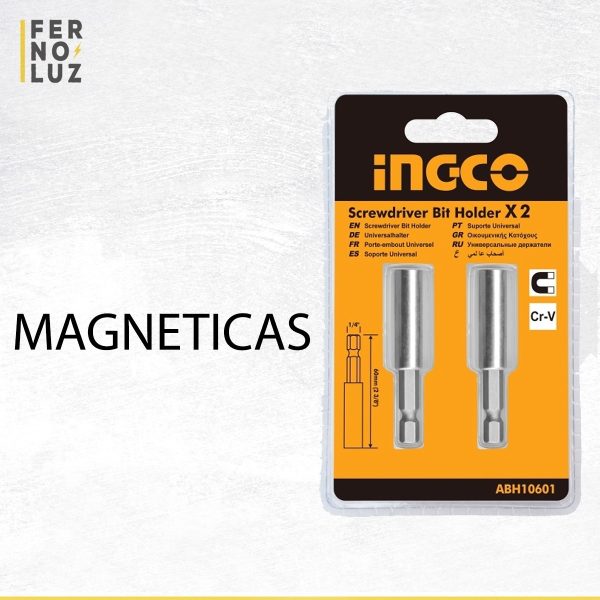 Porta Punta Ingco Magnetico Hexagonal 1/4 Atornillador X2 - Imagen 2