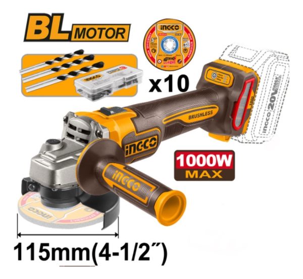 Kit Amoladora 20v + Taladro Atornillador 13mm Ingco +valija - Imagen 4
