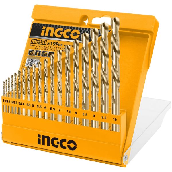 Set 19 Mechas Taladro Metal 1-10mm Ingco Akdb1195
