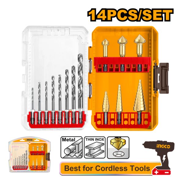 Set 14 Mechas Hss, Conicas Y Avellanadoras Ingco Akdl61401 - Imagen 2